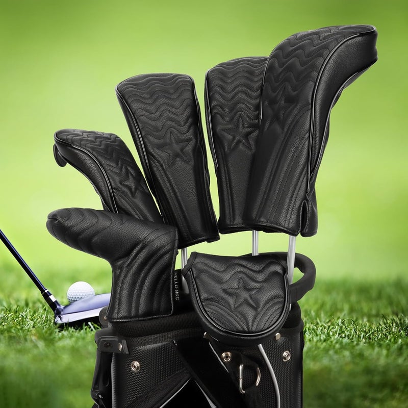 PONADA 4pcs or 1pc Golf Club Head Covers for Woods, Driver, Fairway, Hybrid – Premium PU Leather with Interchangeable Tags & Magnetic Blade and Mallet Putter Covers - Image 3